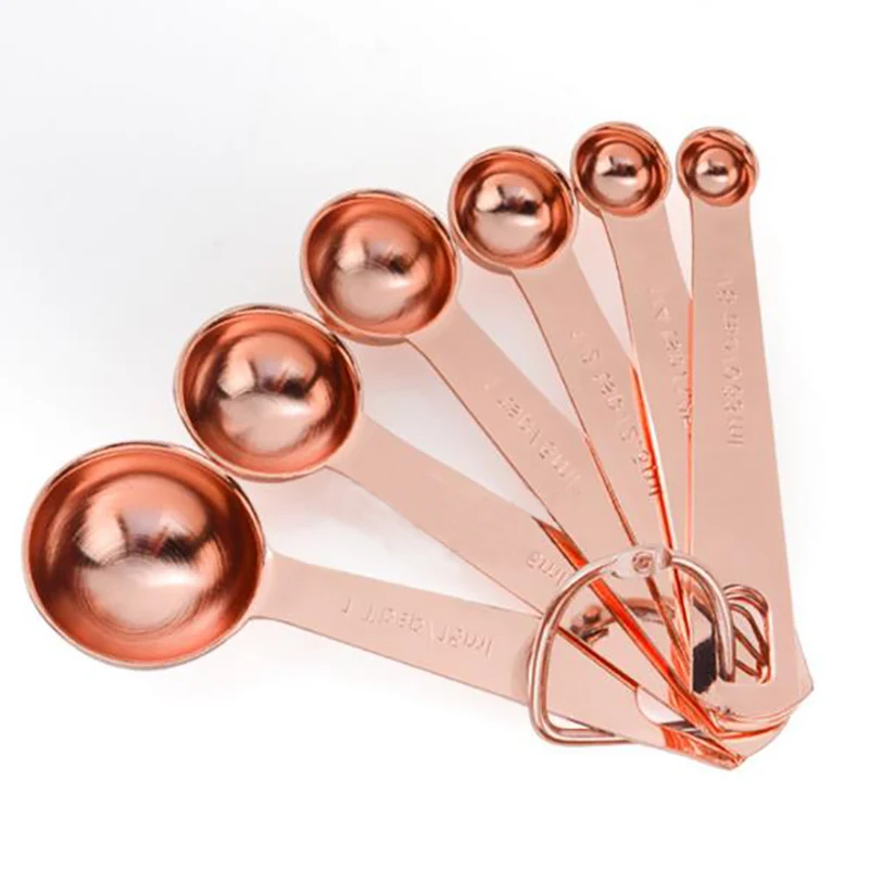Кухонные гаджеты из нержавеющей стали 6 шт. мерная ложка розового золота чашка