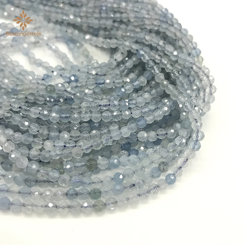 

Top Level Natural 2-4mm Minerals Faceted Aquamarines Stone Beads For Jewelry Making DIY Bracelet Necklace Women Gifts 15inch