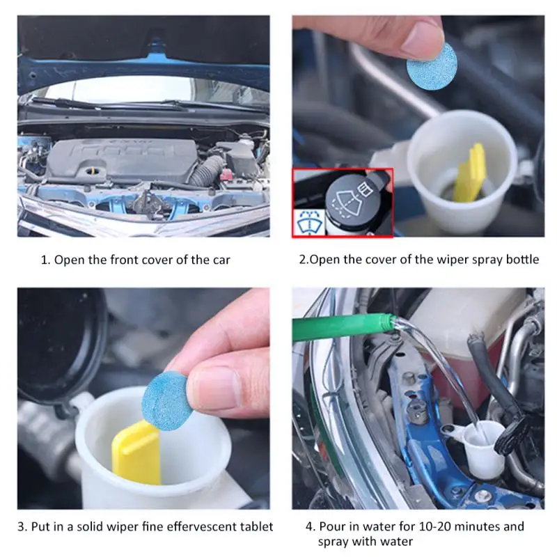 

5pcs Car Solid Wiper Fine Windscreen Washer Tablets Effervescent Cleaner Pills Window Cleaning Windshield Glass Cleaner Tslm2