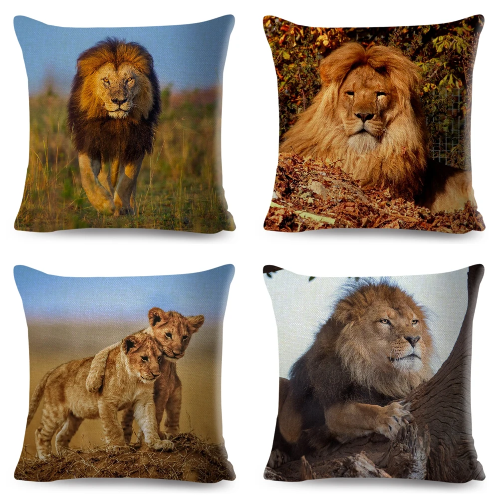 Чехол для подушки с принтом африканского льва декоративный чехол из полиэстера