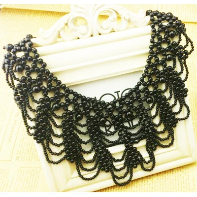 

Hand-made pearl fake collar decorative collar necklace for clothing, beaded patches for clothing Applique Garment accessories