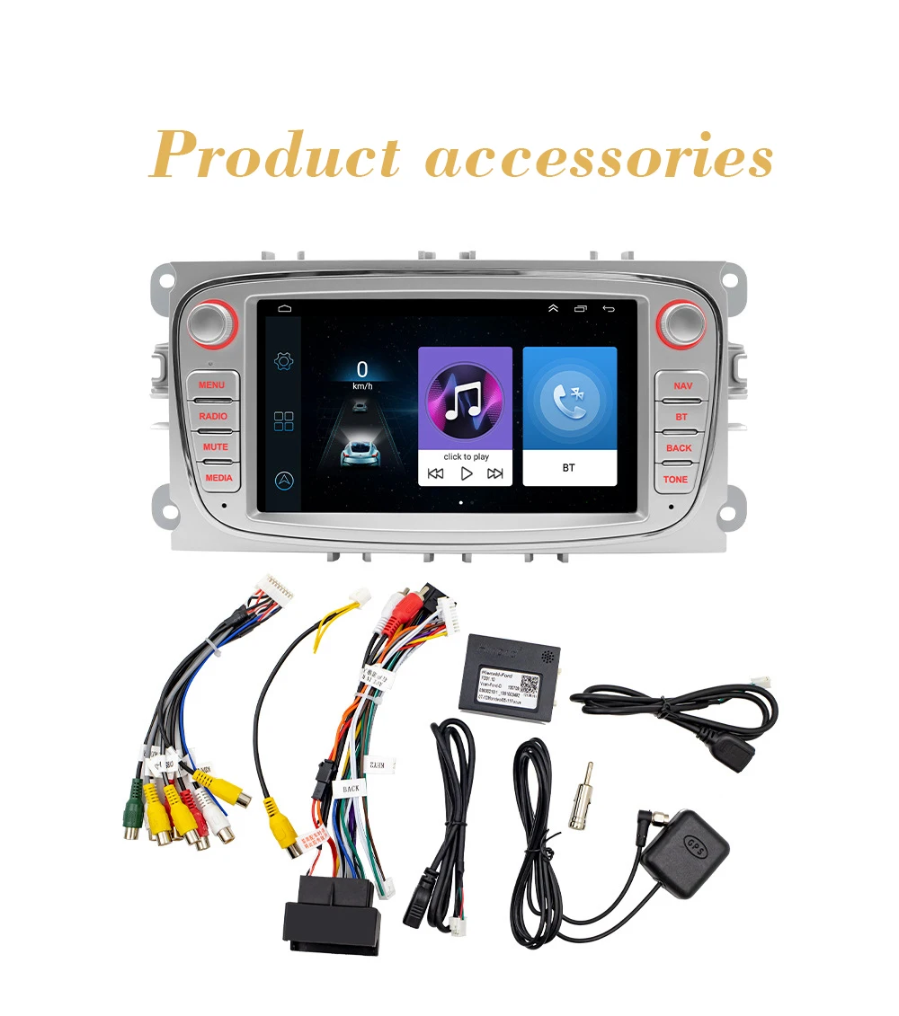 Автомагнитола 2 Din на Android 10 мультимедийный плеер 7 дюймов Аудио DVD-плеер для Ford Focus