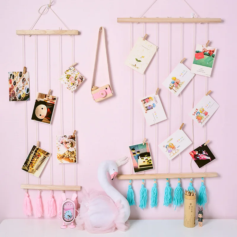 Скандинавский стиль ручной работы DIY фото дисплей деревянная палка подвесная