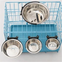 pet bowl can hang stationary dog cage bowls stainless steel dog cat hanging bowls durable puppy kitten feeder water food bowl