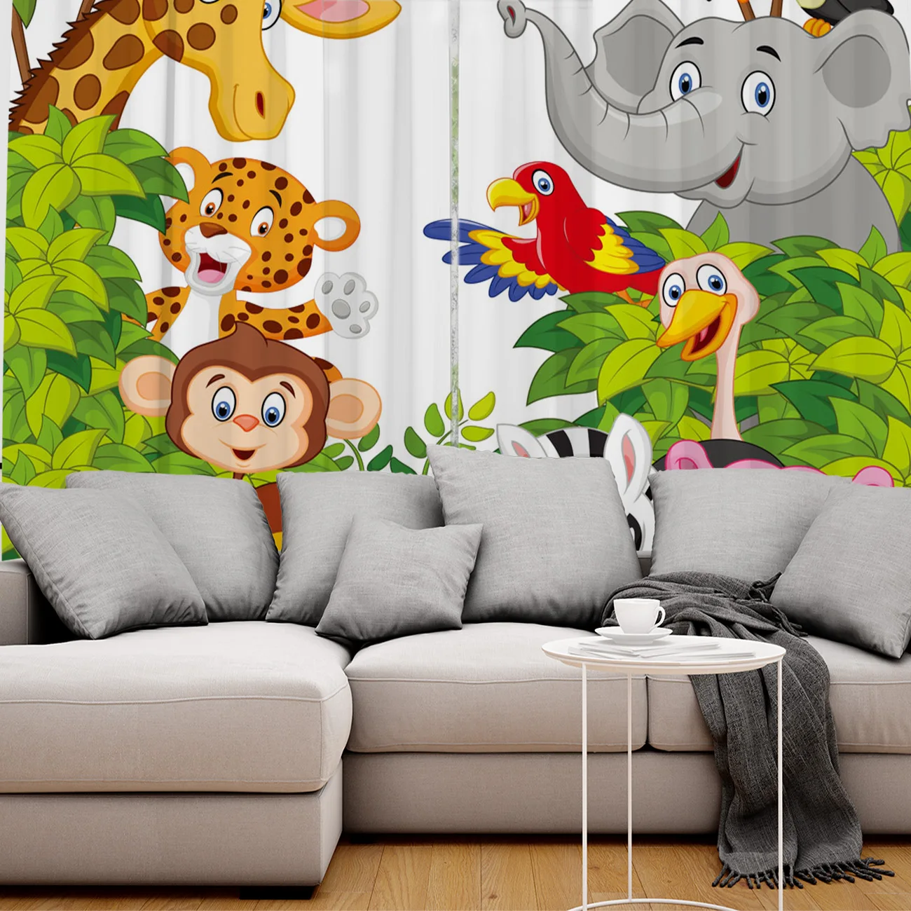 Занавеска для детской комнаты занавеска С мультяшными животными в джунглях