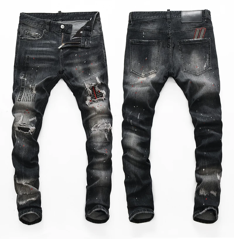 Джинсы dsq мужские в Европейском стиле брендовые эластичные штаны карандаш из