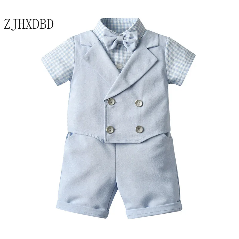 Свадебные костюмы для маленьких мальчиков Детские блейзеры клетчатый костюм