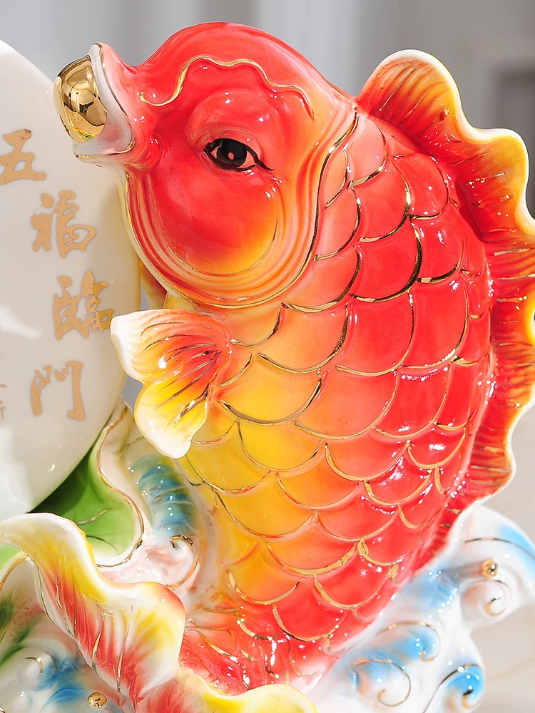 

MODERN LUXURY LUCKY FISH CERAMIC SCULPTURE ORNAMENTS HOME FURNISHING CRAFTS DECORATION OFFICE ROOM DESK FIGURINES ACCESSORIES