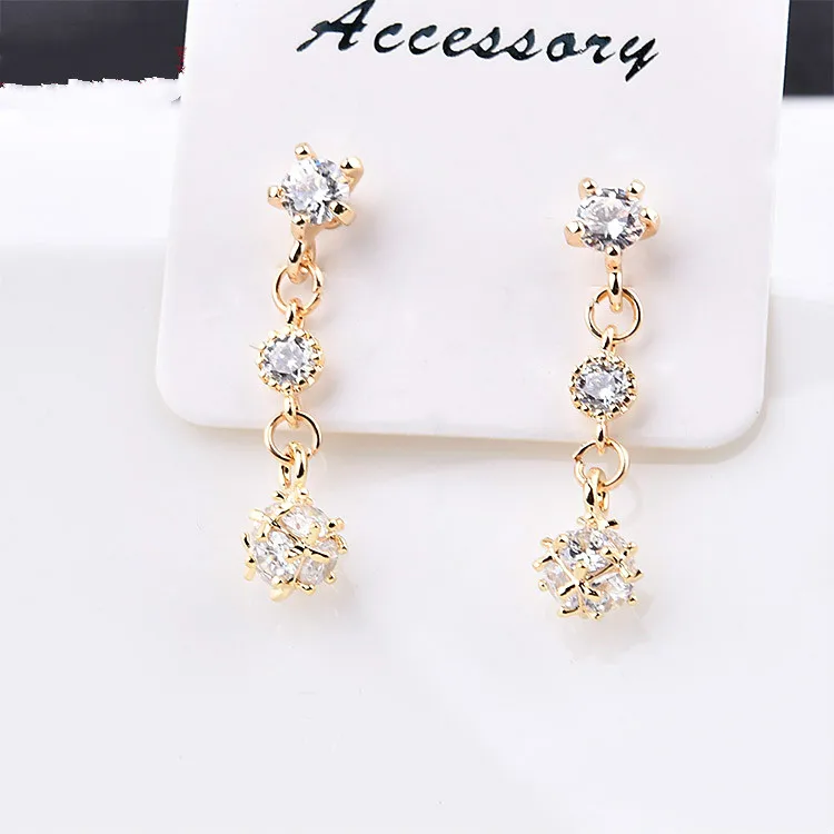 Позолоченный Хрустальный Шар из циркония DIY ювелирные аксессуары серьги ручной