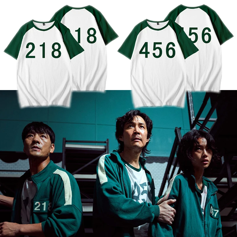 

Korean Teleplay Squid Game T-shirt Men Women Fashion Casual Cool Short Sleeved Oversized T Shirt Harajuku Streetwear Tee Tops