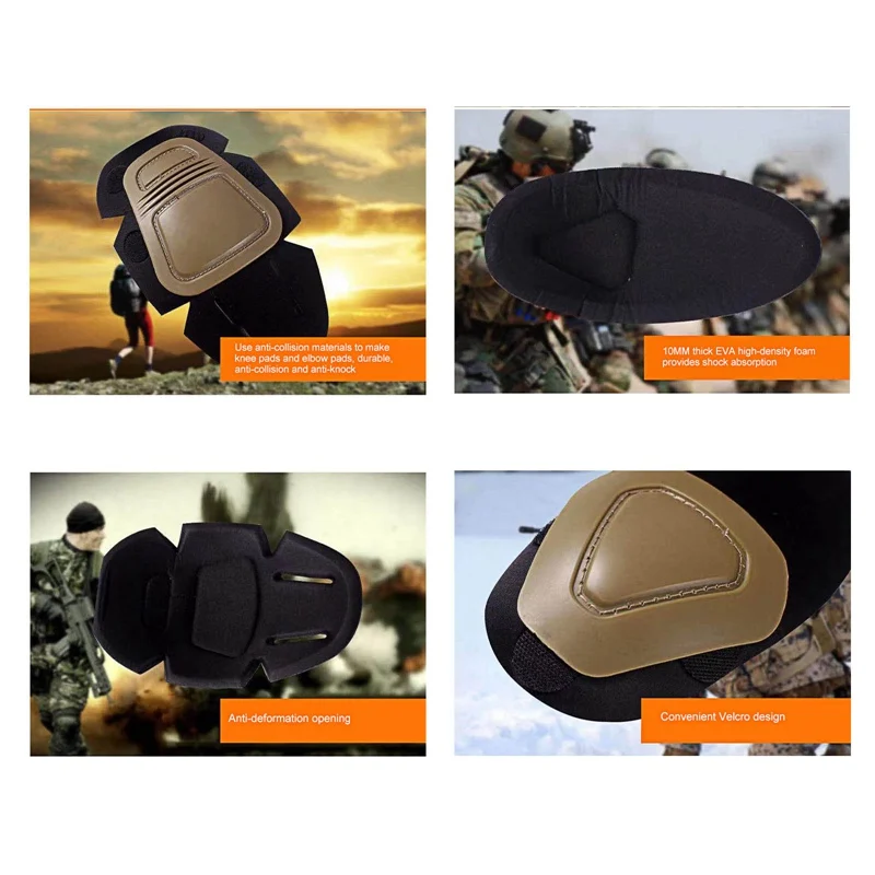 

4Pcs Knee Pads Elbow Protector Pad Military Tactical Paintball Airsoft Kneepad Interpolated Knee Protector Set