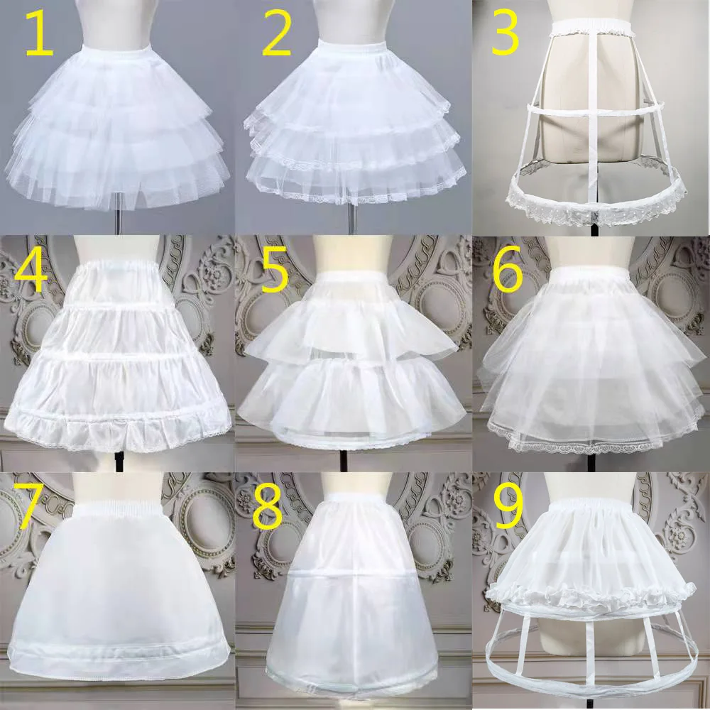 JIERUIZE Girl Wedding Petticoat Cosplay Party Short Dress Underskirt Jupon Enfant Lolita Ballet Tutu Skirt Crinoline Slit