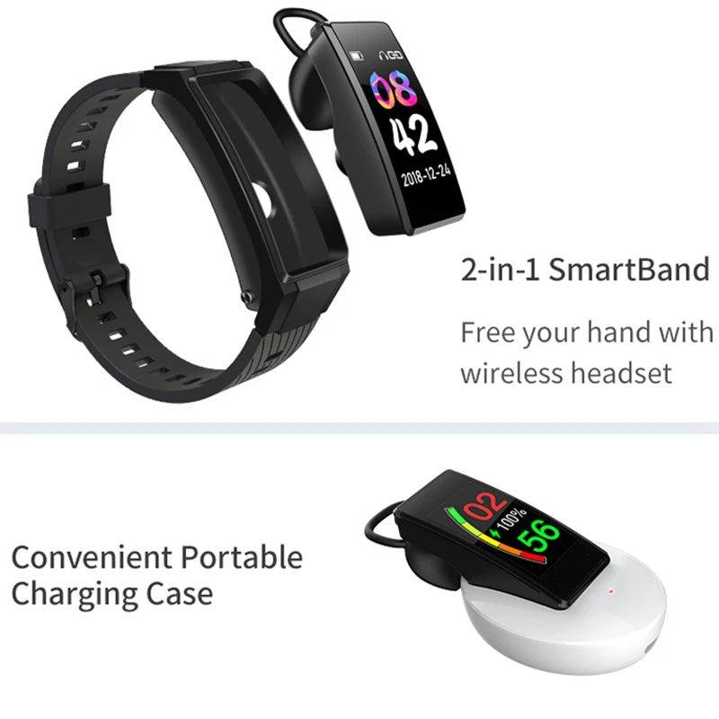 

S3 Separate Bluetooth Call 2 in 1 Multifunction Heart Rate Sphygmomanometer Step Detection Intelligent Bracelet