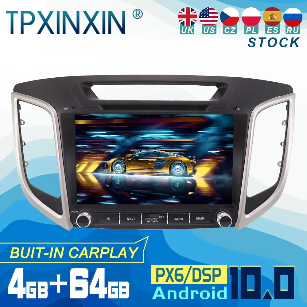 

Автомагнитола для Hyundai IX25 2014-2019, Android 10, автомобильный стерео-плеер с GPS-навигацией, CD, DVD, Wi-Fi, DSP, BT