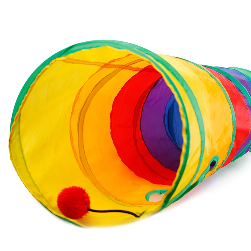 Радуга Кошка котенок складной туннель с 2 отверстиями игрушка игра в трубу мячом 2020|Трубы и туннели| |