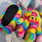 Плюшевый медведь Милая Радуга мультфильм Медведь домашние тапочки Нескользящие бесшумные мягкие теплые зимние осенние толстые горячая распродажа