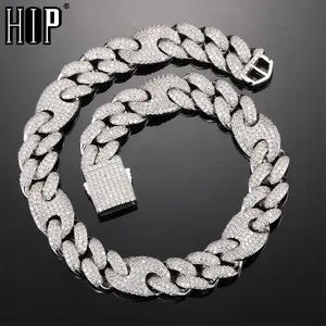 Hip Hop 18MM Bling AAA CZ Cubic Zirconia Coffee Bean Iced Out Luxury Cuban Link Chain Necklace For Men Women Rapper Jewelry Hip Hop 18MM Bling AAA CZ Cubic Zirconia Coffee Bean Iced Out Luxury Cuban Link Chain Necklace For Men Women Rapper Jewelry