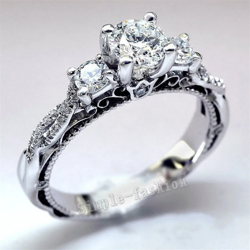 Модное кольцо из стерлингового серебра 925 пробы классическое трех камней с