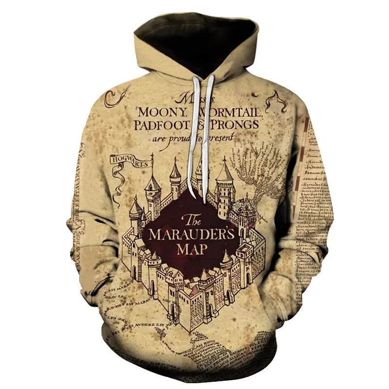Мужская повседневная забавная толстовка с капюшоном 2020 для взрослых Hogwarts Marauders