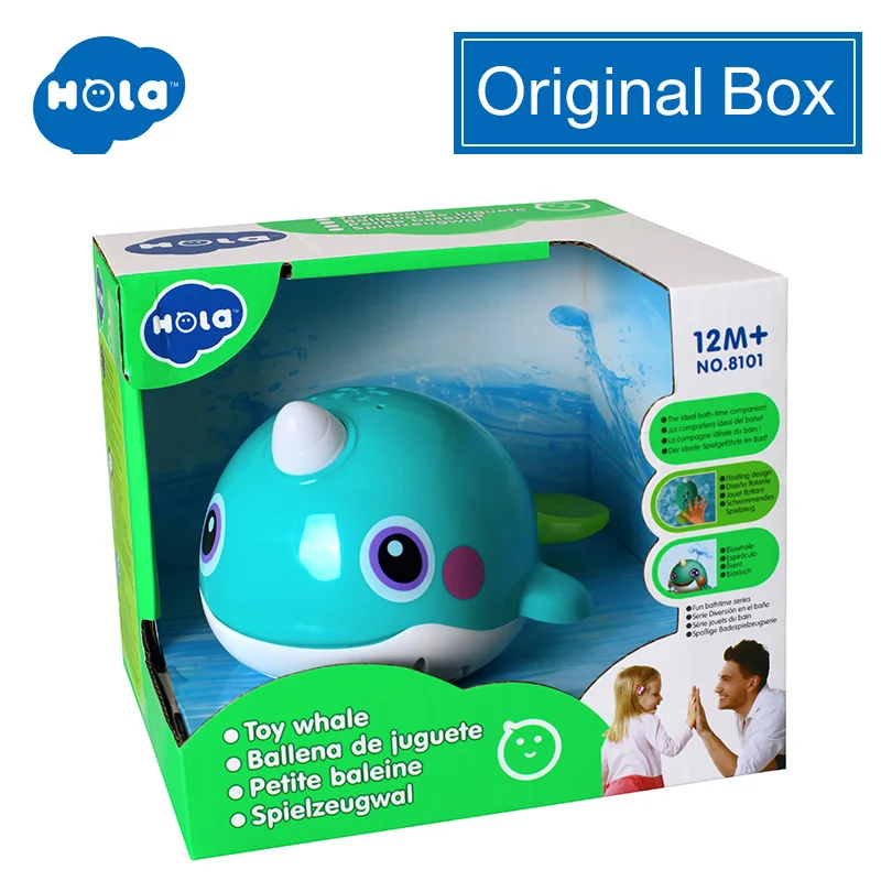 with box HOLA 8101 игрушка для ванны, плавающие носики, пузырьковый КИТ, игрушки для ванной комнаты для детей, водный плавательный душ для детей - Цвет: with box