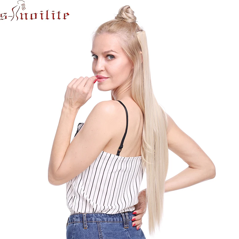 S-noilite 2" 26" 8 шт./компл. 18 клипов в искусственных волосах Стайлинг синтетический клип в наращивание волос длинные прямые поддельные шиньоны