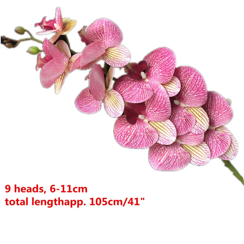 105cm deep pink One Real Touch орхидеи бабочка фаленопсис белый/розовый/желтый искусственный Голубь из латекса Cymbidium орхидеи Цветы для свадебного украшения - Цвет: 105cm deep pink
