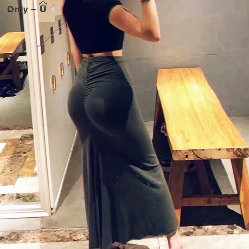 

Summer style Casual women skirt 2019 womens high waist High waist pleated sexy bag hip vintage slim pleated skirt women skirts