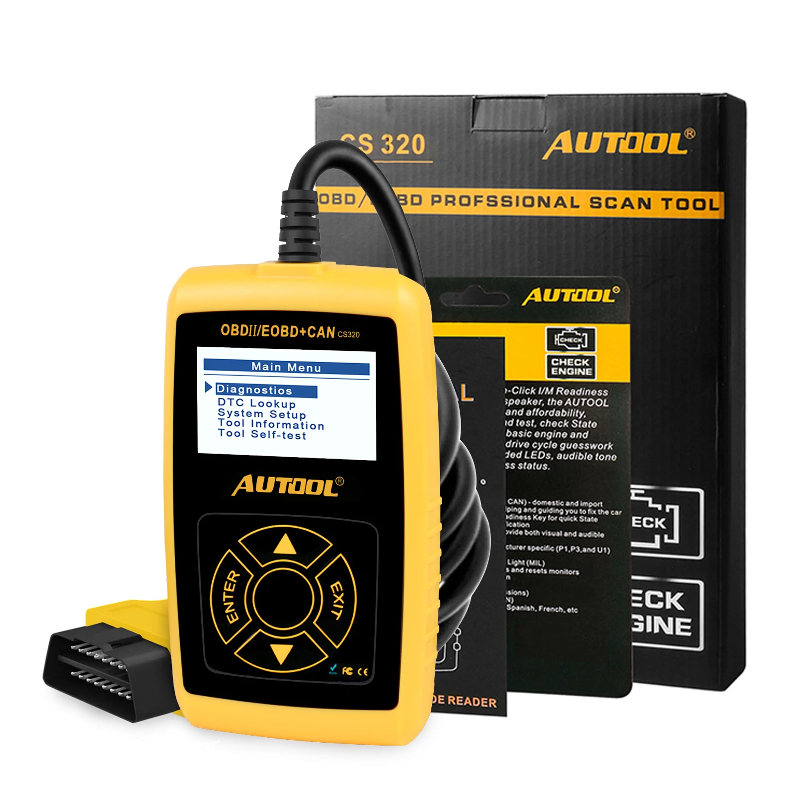 AUTOOL CS320 Автомобильный сканер OBD2 считыватель кода неисправности двигателя