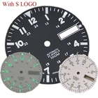 Зеленый циферблат часов NH36, светящийся циферблат для SKX007, SKX009, NH36, часы для дайвинга, модифицированный циферблат для часов с логотипом S