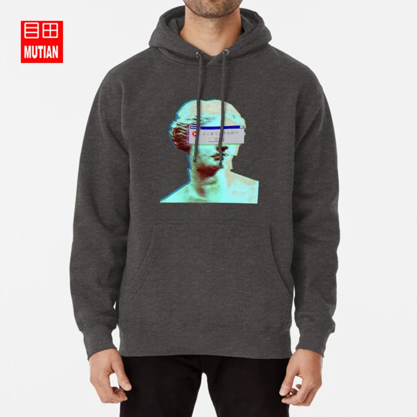 darkgrey-hoodie Vaporwave ослепленные толстовки кофты эстетика Эстетическая мраморная каменная статуя окна предупреждение - Цвет: darkgrey-hoodie