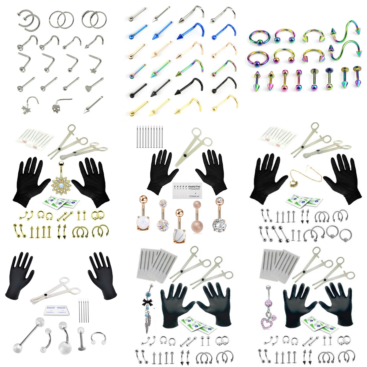 Одноразовый набор для пирсинга 1 комплект стерильная игла сосков и языка кнопка