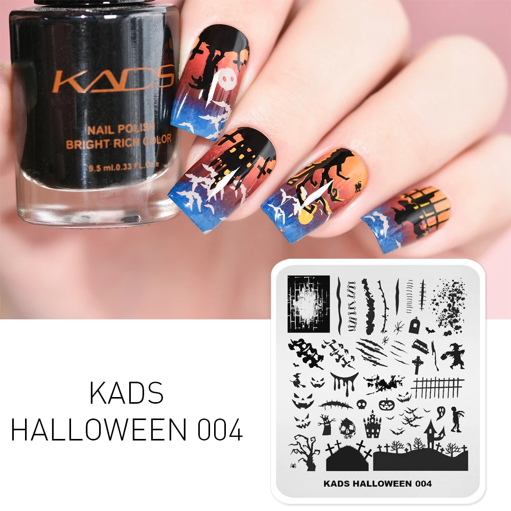 KADS Хэллоуин дизайн 004 nail штамповочные пластины Изображение пластина для