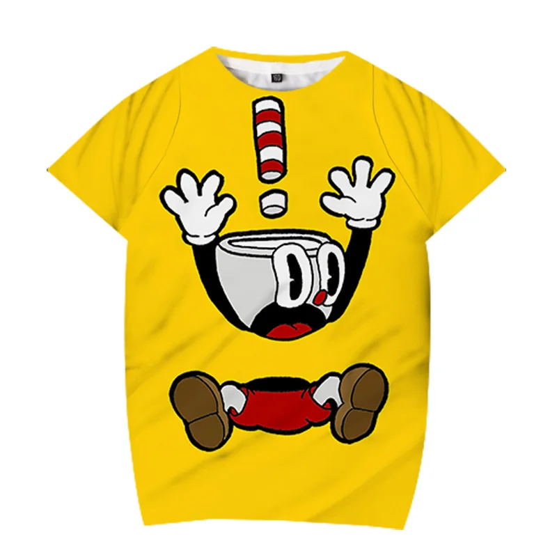 

2021 Summer Fashion Unisex Cartoon Cup Pattern T-shirt Kids Boys Short Sleeve White T-shirt Baby Kids Cotton Top Girls Clothes