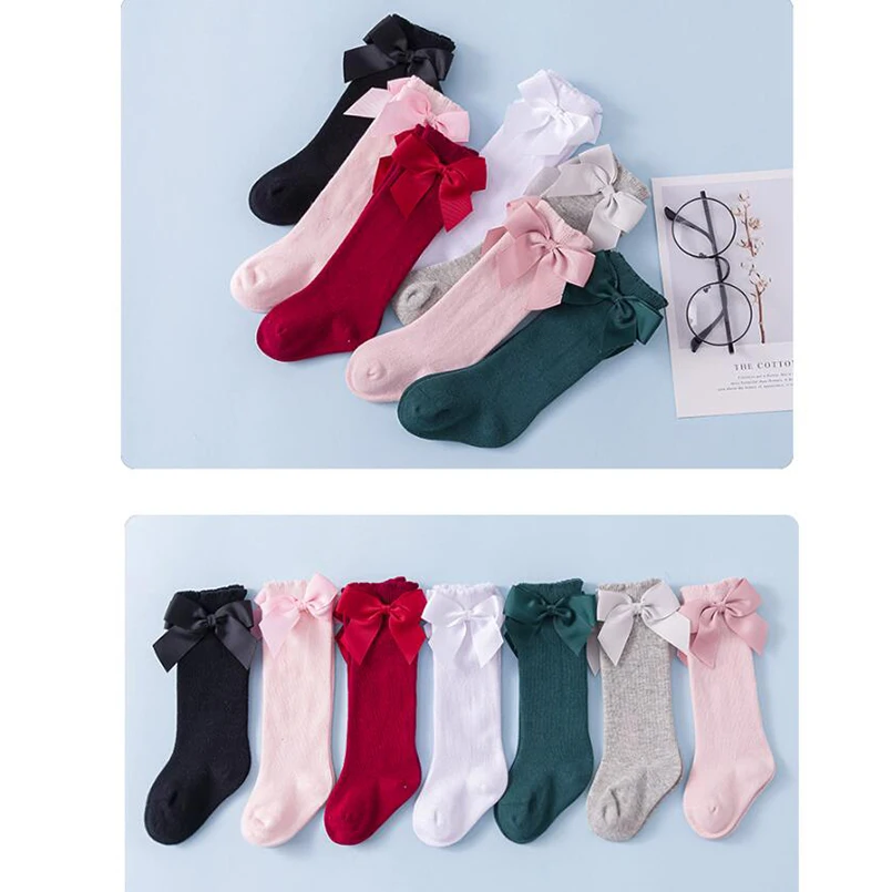 

Toddler socks baby girls red/green/pink long socks cotton breathable infant kids socks for girls new year booties socks children