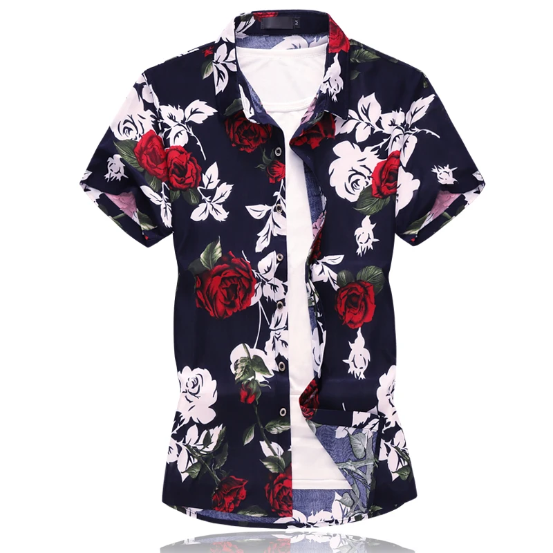 

C236 Fashion Causal Slim Fit Floral Pattern Short-Sleeved Mens Shirt Summer New Quality Soft Comfortable Luxury Camisa Masculina