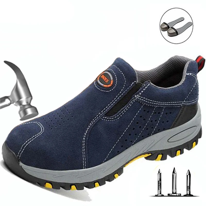 Safety Belt Steel Toe Work Shoes 2022 Men's Summer Fashion Breathable Non-slip Casual Boots Puncture Insurance | Обувь