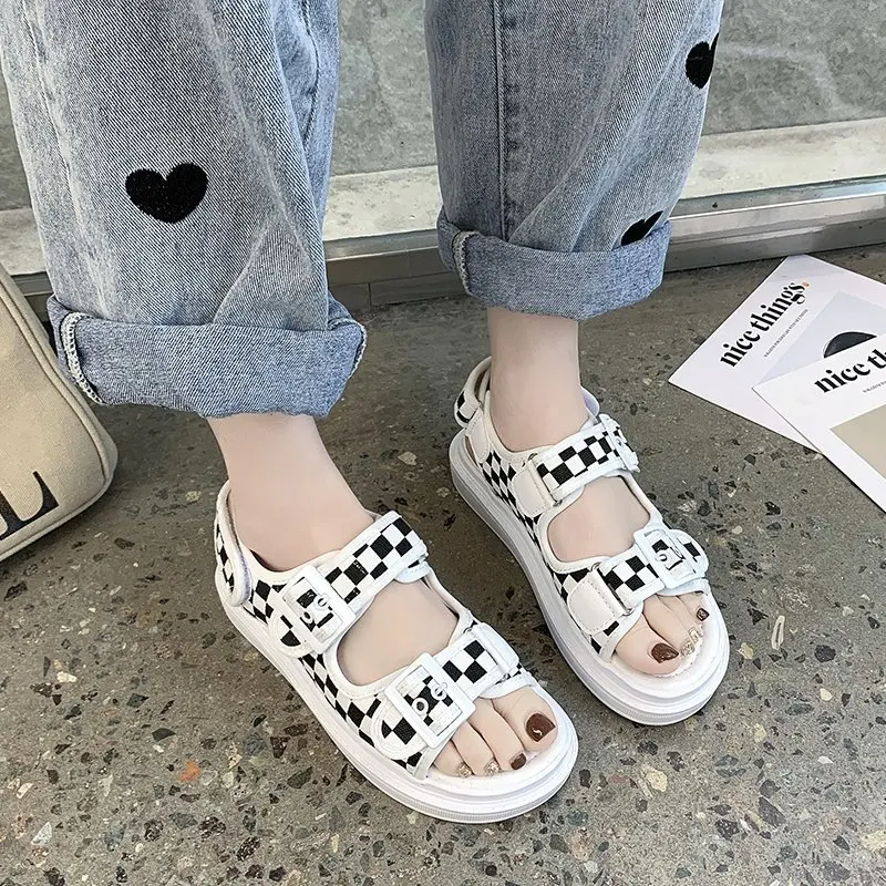 

Сандалии-гладиаторы женские на платформе, пляжные Босоножки с открытым носком, на липучке, повседневная обувь, лето 2021