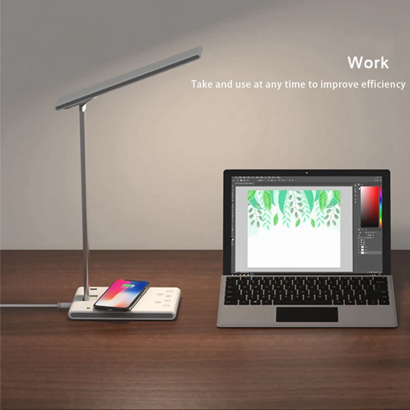 

LED Desk Lamp with Wireless Charger,3 Modes Brightness Dimmable Study Table Lamp with USB Charging Port US Plug