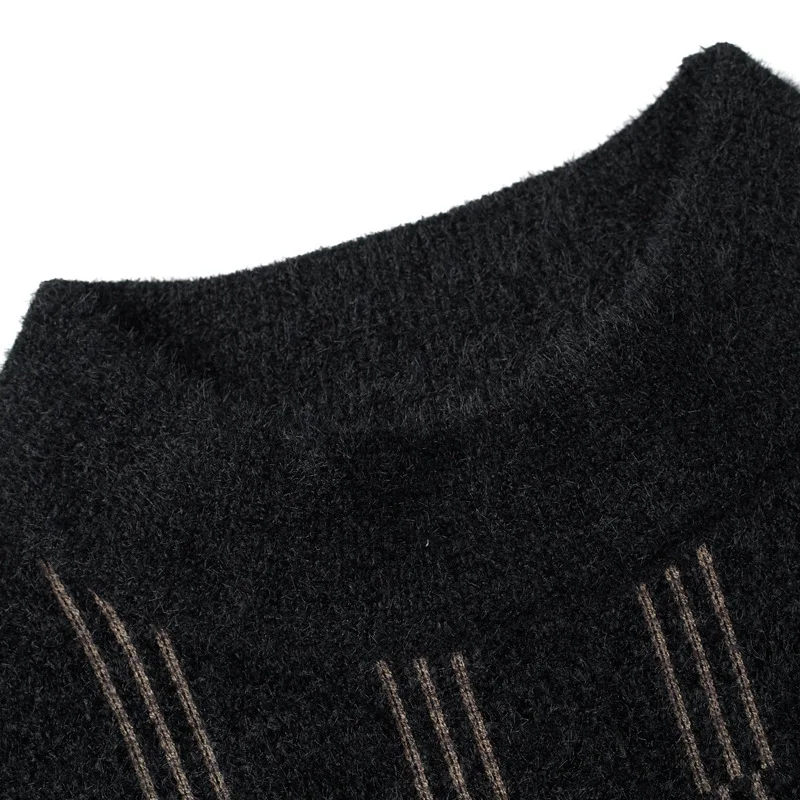 

Sable hair clothing male New England letter stripe male mink wool sweater set loose head round neck sweaters