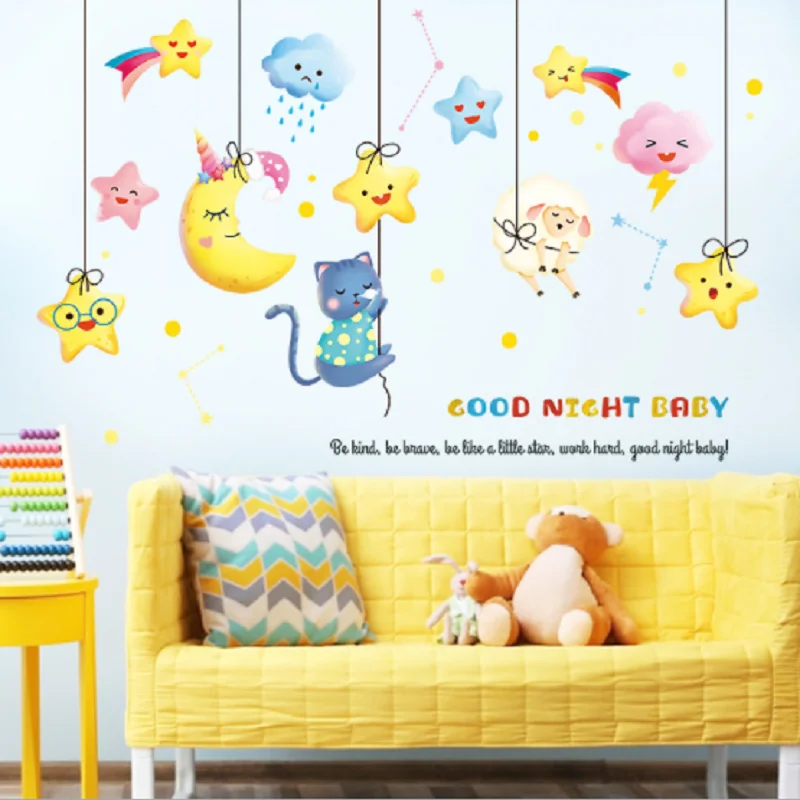 

1 Set Wall Sticker 60*90CM Self-adhensive PVC Kawaii Moedern Wall Sticker Home Living Room for Kids Bedroom Room Decoration DIY