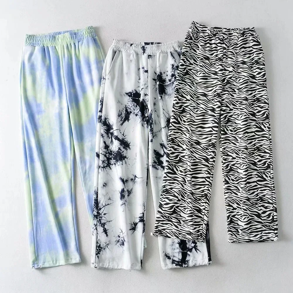 

Missme Baggy Pants Tie Dye Sweatpants Elastic Waist Wide Leg Pants Drawstring Leg Loose Fashion Streetwear Pockets 2021