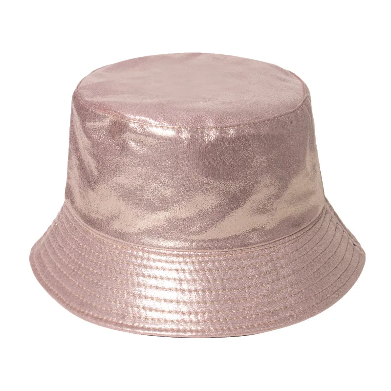 

Bright Side PU Bucket Hat Unisex Solid Color 58CM Fashion Stage Perform Korean Style Double Sided Outdoor Travel Fisherman Caps