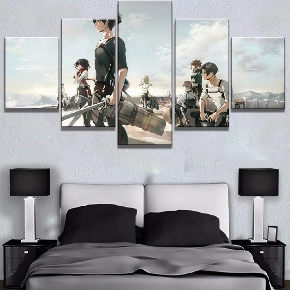 5 шт. Холст Искусство атака на Титанов аниме постер Куадрос декор картины холсте