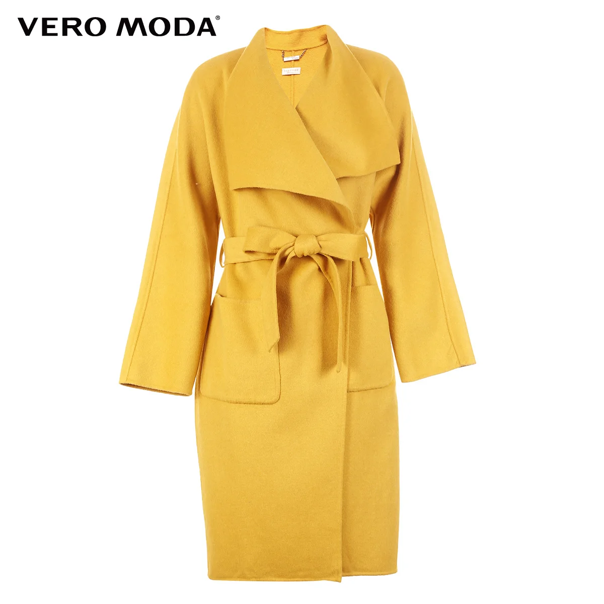 

Vero Moda Women's Lapel Tie-Up Pocket Long Wool Coat | 318327541