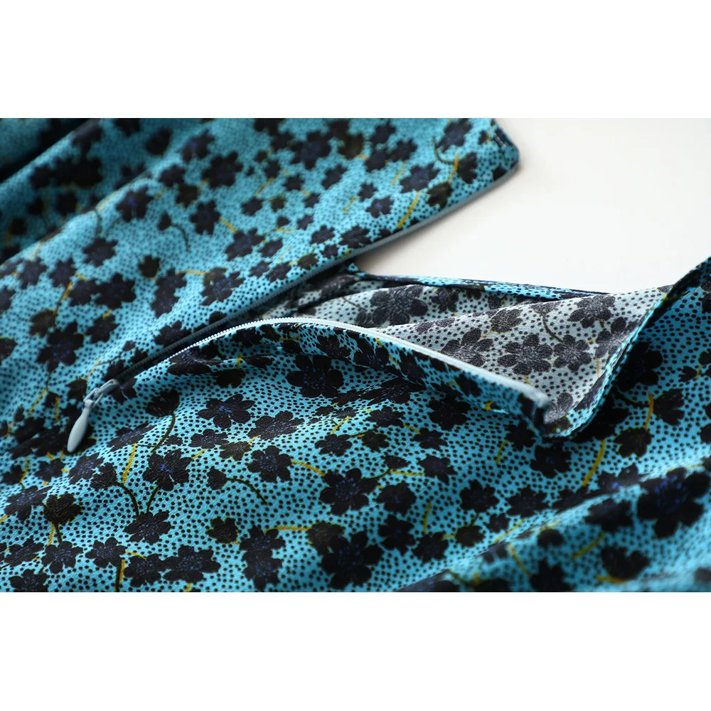 

23mm 100% silk fishtail dress v neck gathers short sleeve printed dresses women 2021 summer beach new fashion trendy clothing