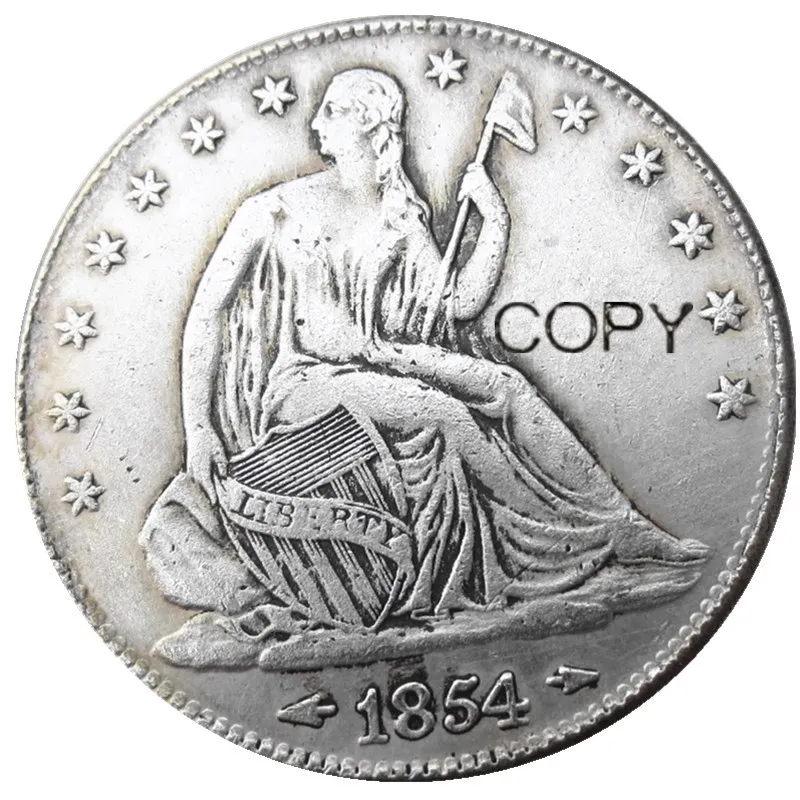 

США 1854 P/O свобода сидя половина доллара посеребренные копировальные монеты