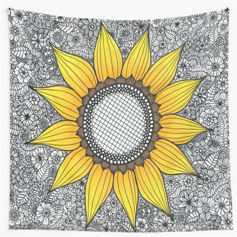 

Гобелен в виде черного подсолнуха, настенное украшение для спальни, Подвесной Настенный Гобелен