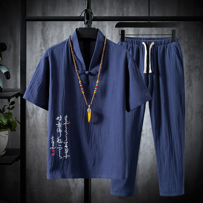 

Summer Chinese Style Men Shirt Cotton and Linen Shirts Men's High Quality Casual Shirts Size