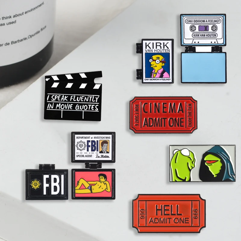 Мультфильм Кёрк Эмаль Булавка FBI Симпсон Фолд фильм шпильки Броши лягушка Кермит нагрудные значки одежда мешочек для украшений подарок на заказ