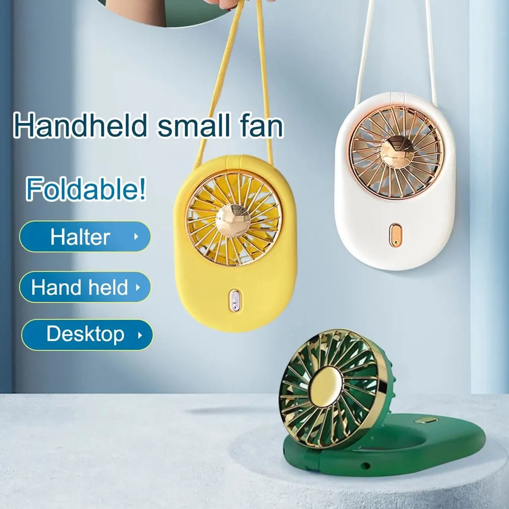 

Summer Neck Hanging Portable Mini Fan Folding Handheld Mini Cord Usb Charge Fan Cooler Air Fan Table